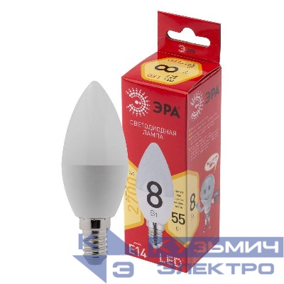 Лампа светодиодная RED LINE LED B35-8W-827-E14 R 8Вт B35 свеча 2700К тепл. бел. E14 Эра Б0050694