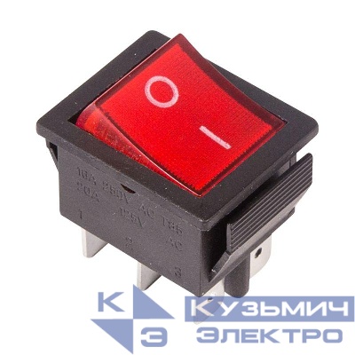 Выключатель клавишный 250В 15А (6с) ON-ON красн. с подсветкой (RWB-506 SC-767) (инд. упак.) Rexant 36-2350-1