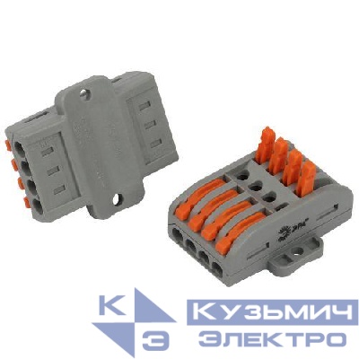 Клемма проходная с монтажн. площадкой 222-2414Р 4п 0.08-2.5/4кв.мм с рычагами NO-225-400 (уп.10шт) Эра Б0067895