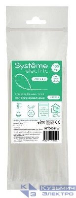 Стяжка кабельная 200х4.8 бел. (уп.100шт) SE IMT20048W