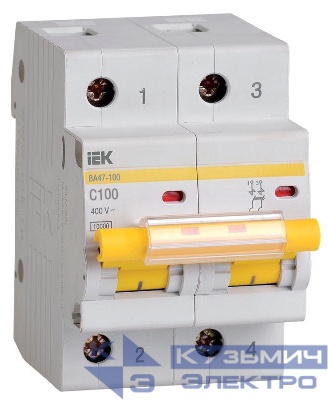 Выключатель автоматический модульный 2п C 100А 10кА ВА47-100 KARAT IEK MVA40-2-100-C
