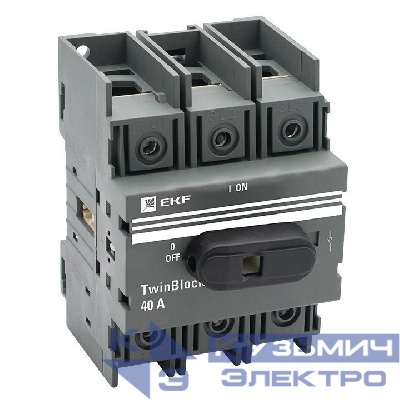 Рубильник 3п 40А с рукояткой управления для прямой установки TwinBlock EKF tb-40-3p-f