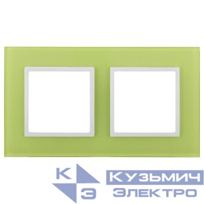 Рамка 2-м 14-5102-26 стекло Elegance лайм+бел. ЭРА Б0034498