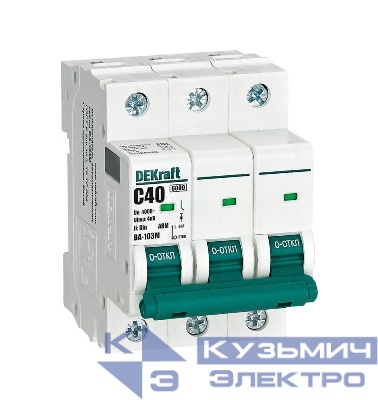 Выключатель автоматический модульный 3п C 40А 6кА ВА-103M без теплозащиты DEKraft 12524DEK