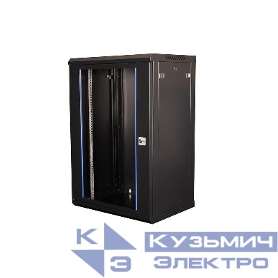 Шкаф телекоммуникационный настен. 19дюйм 18U 901х600х450мм дверь стекло черн. Datarex DR-635001