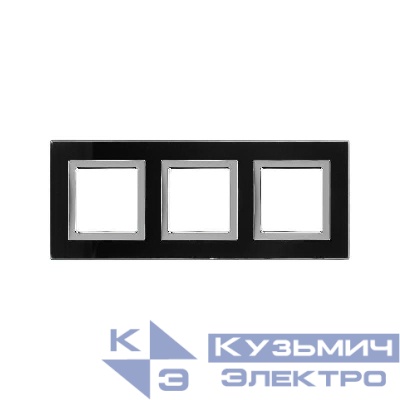 Рамка 3-м 6мод. Avanti натуральн. стекло черн. DKC 4402826