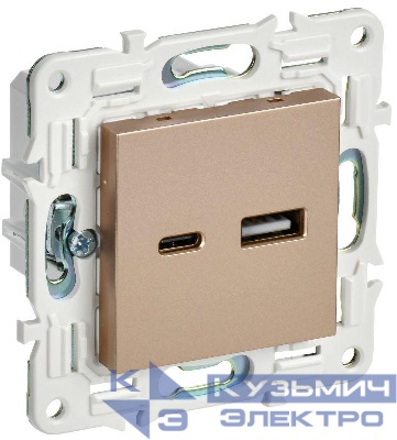 Розетка USB A+C 3.1А SKANDY SK-R14Sa песочн. IEK SK-U22-D31-K98