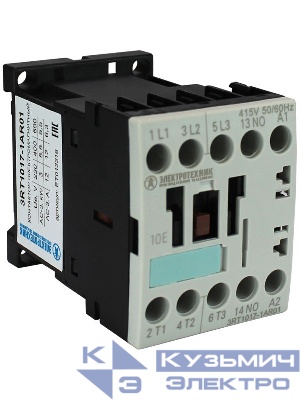 Контактор электромагнитный 3RT1017-1AR01 3-пол. 12А AC-3 55кВт/400В 1НO 415В AC 50/60Гц типоразмер S00 винт. клеммы IP20 Электротехник ET012216