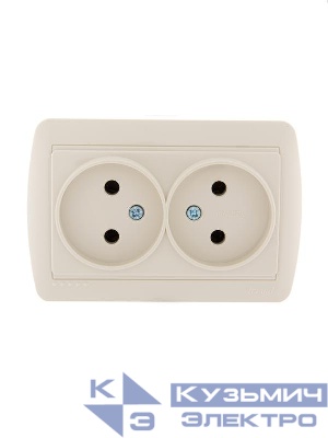 Розетка 2-м ОП Demet 16А IP20 без заземл. закрыт. корпус керамика крем. LEZARD 711-0300-128