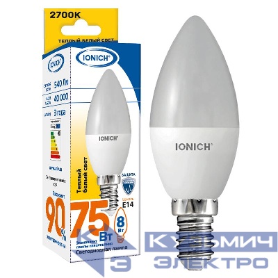 Лампа светодиодная ILED-SMD2835-C37-8-720-220-2.7-E14 (1299) IONICH 1534