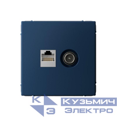 Розетка компьютерная + телевизионная 2-м СП ArtGallery RJ45 кат.5E + TV механизм аквамарин SE GAL001189