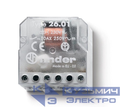 Реле шаговое электромеханич. 1NO 10А 2 состояния AgNi 230В AC монтаж в коробке IP20 FINDER 260182300000