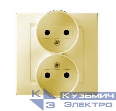 Розетка 2-м СП Simon15 16А IP20 250В без заземл. винт. клеммы сл. кость Simon 1590457-031