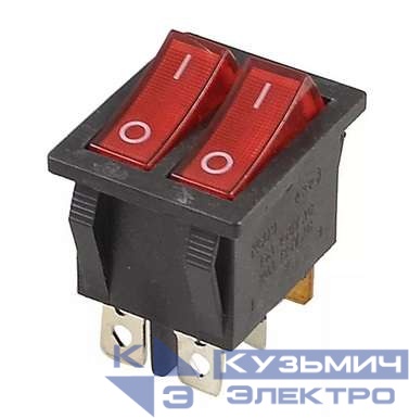 Выключатель клавишный 2-м 250В 15А (6с) ON-OFF красн. с подсветкой (RWB-511 SC-797) Rexant 36-2410