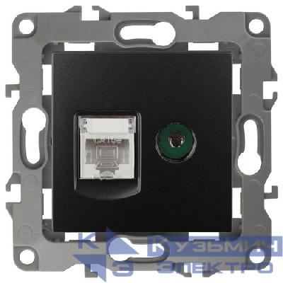 Розетка компьютерная + телевизионная Эра12 12-3110-05 RJ45 + TV IP20 антрацит Эра Б0027445