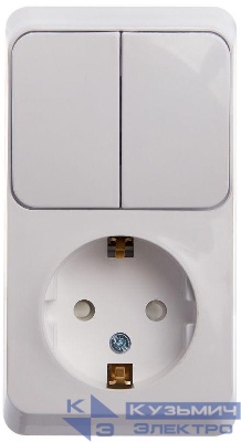 Блок ОП Этюд (1-м розетка с заземл. защ. шторки + 2-кл. выкл.) бел. SE BPA16-202B