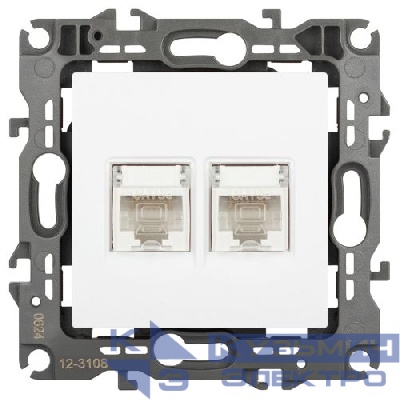 Розетка компьютерная 2-м Эра12 12-3108-01М 2XRJ45 бел. матов. Эра Б0065686