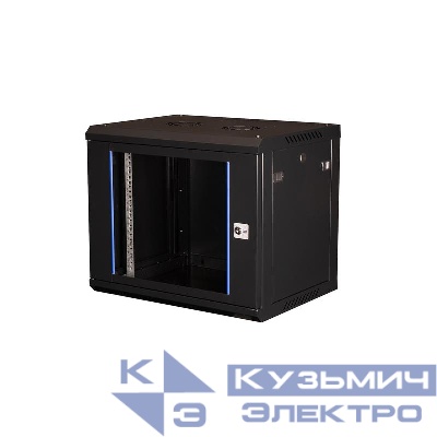 Шкаф телекоммуникационный настен. 19дюйм 9U 501х600х450мм дверь стекло черн. Datarex DR-632001