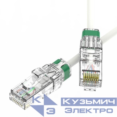 Патч-корд неэкранированный SLIM CAT6A U/UTP 4х2 28 AWG LSZH 0.2м бел. DKC RN6AUU4502WH-28