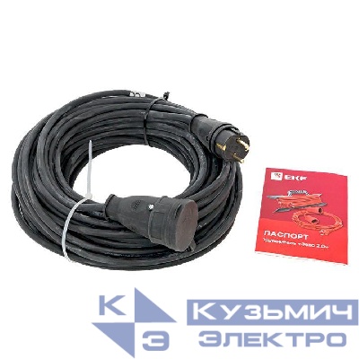 Удлинитель-шнур 1х50м с заземл. 16А IP44 Зевс 2.0 4кВт КГ 3х2.5 PROxima EKF USB02-16-325-1-50-IP44