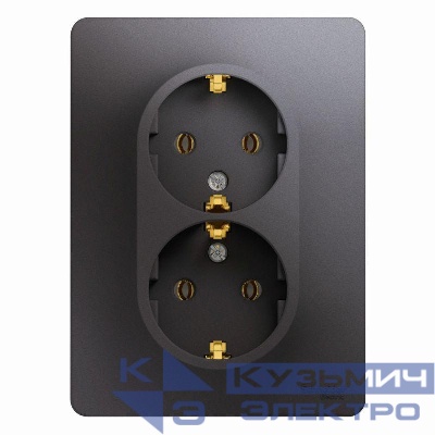 Розетка 2-м СП Glossa 16А IP20 250В с заземл. в сборе графит SE GSL001324