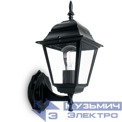 Светильник 4101/PL4101 60Вт E27 230В садово-парковый на стену вверх черн. FERON 11014