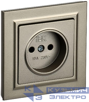 Розетка СП BRITE РСР10-1-0-БрШ 10А в сборе без заземл. без защ. шторок шампань IEK BR-R10-10-K37-F