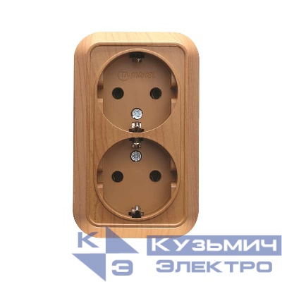 Розетка 2-м ОП 16А IP20 с заземл. дуб Makel 45382