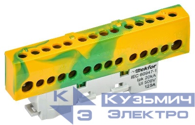 Шина PE "земля" изол. на универс. держ. 8х12-12-ЖЗ TEKFOR IEK TF-NN20-12-KL-K52