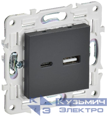 Розетка USB A+C 18Вт SKANDY SK-R13T титан IEK SK-U22-018-K48