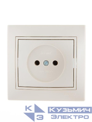 Розетка 1-м СП Mira 16А IP20 без заземл. со вставкой керамика жемчуж./бел. перламутр. LEZARD 701-3030-121