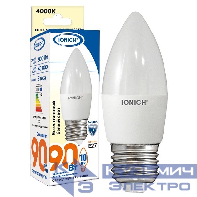 Лампа светодиодная ILED-SMD2835-C37-10-900-220-4-E27 IONICH 1552