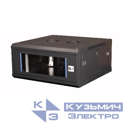 Шкаф телекоммуникационный настен. 19дюйм 4U 280х600х600мм дверь стекло черн. Datarex DR-630101