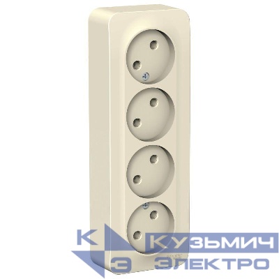 Розетка 4-м ОП Blanca 16А IP20 250В без заземл. без защ. шторок с изолир. пластиной молоч. SE BLNRA000412