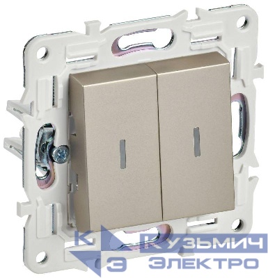 Выключатель 2-кл. SKANDY 10А SK-V09Sh с индикацией шампань IEK SK-V20-1-10-K37