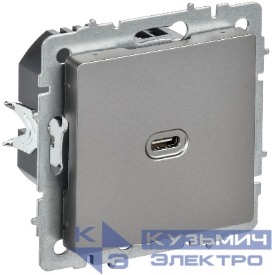 Розетка СП BRITE РЮ12-1-БрС USB C 65Вт высокоскор. заряд. сталь IEK BR-U13-065-K46
