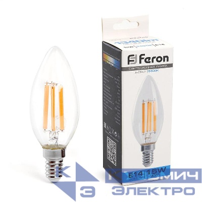 Лампа светодиодная LB-717 15Вт прозрачная 6400К E14 230В FERON 38259