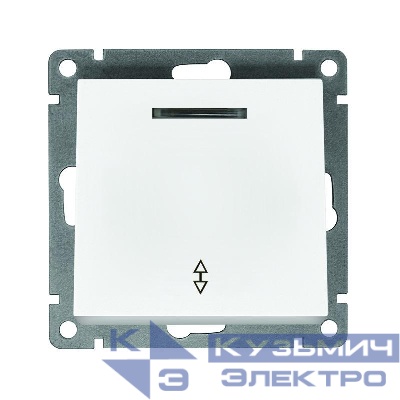 Переключатель проходной 1-кл. СП Афина 10А IP20 с подсветкой механизм бел. Universal A0125