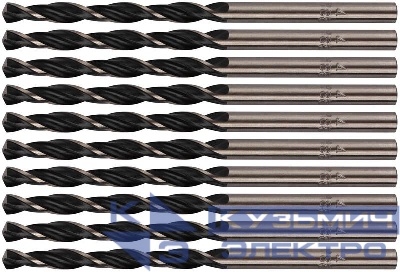 Сверло по металлу HSS черненые 4.0х75мм (уп.10шт) FIT 33540