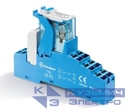 Модуль интерфейсный (сборка 46.52.8.230.0040 + 99.02.0.230.98 + 97.P2SPA) электромеханич. реле 2CO 8А AgNi 230В AC IP20 безвинт. клеммы Push-in пластик. клипса LED + варистор кнопка тест + мех. индикатор FINDER 4CP282300060SPA