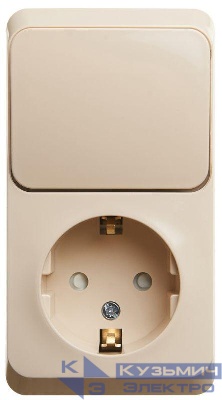 Блок ОП Этюд (1-м розетка с зазем. защ. шторки + 1-кл. выкл.) крем. SE BPA16-201K