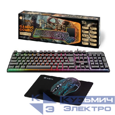 Комплект игровой GXZ840 (клавиатура и мышь) проводной + коврик черн. Intro Б0065046