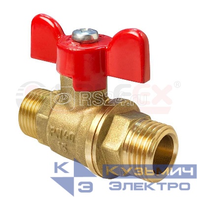 Кран шаровой латунный НР/НР ручка-бабочка. 1/2дюйм (96/24) VALFEX VF.219.LB1.012