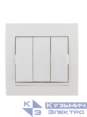 Выключатель 3-кл. СП Deriy 10А бел. LEZARD 702-0202-109