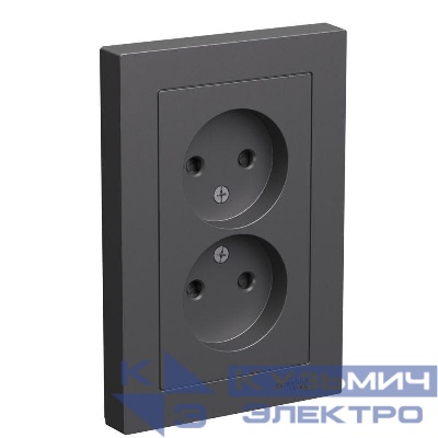 Розетка двойная AtlasDesign без заземл. со шторками16А в сборе базальт SE ATN001422