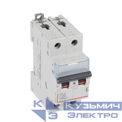 Выключатель автоматический модульный 2п C 20А 6кА DX3-E 6000 2мод. 230/400В Leg 407278