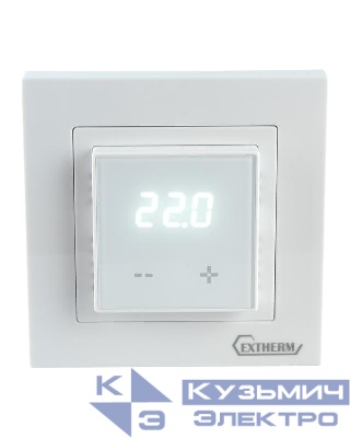 Термостат програмируемый с сенсорными кнопками и датчиком темпер. пола без расписания совместим с рамками с внутрен. размером 56х56мм Schneider Unica Exxact и Legrand Valena бел. Extherm ET-43(w)