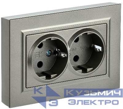 Розетка 2-м СП BRITE РС12-3-БрШ 16А в сборе с заземл. без защ. шторок шампань IEK BR-R21-16-K37-F