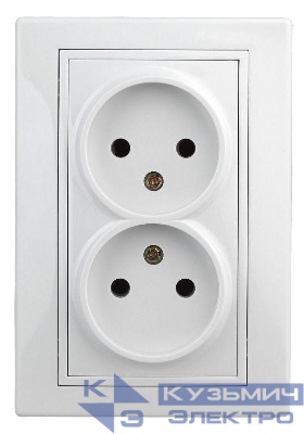 Розетка 2-м СП Plano 1-204-01 16А IP20 250В 2х2P бел. Intro Б0053904