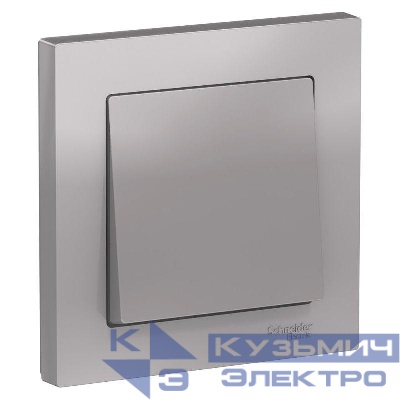 Выключатель 1-кл. СП AtlasDesign 10А IP20 (сх. 1) 10AX в сборе алюм. SE ATN000312